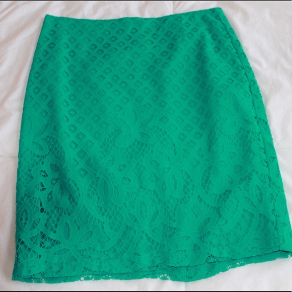 Delicate Aqua Lace Pencil Skirt - Picture 4 of 6